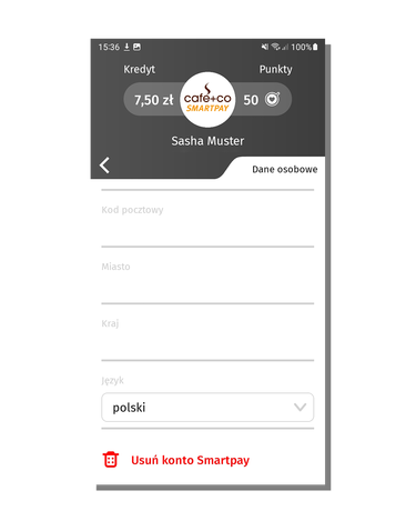 Screenshot mobile Ansicht Google Play Store - Account löschen auf Polnisch